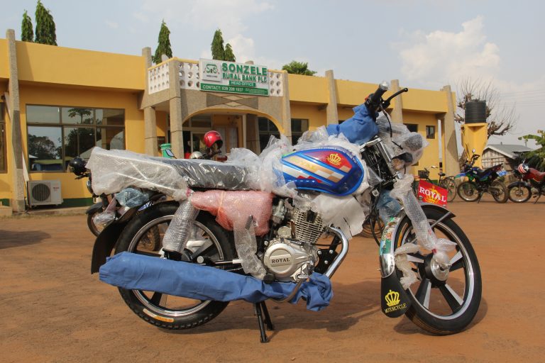 SONZELE RURAL BANK PLC DONATES ROYAL MOTOR BIKE TO SUPPORT FARMERS DAY IN JIRAPA